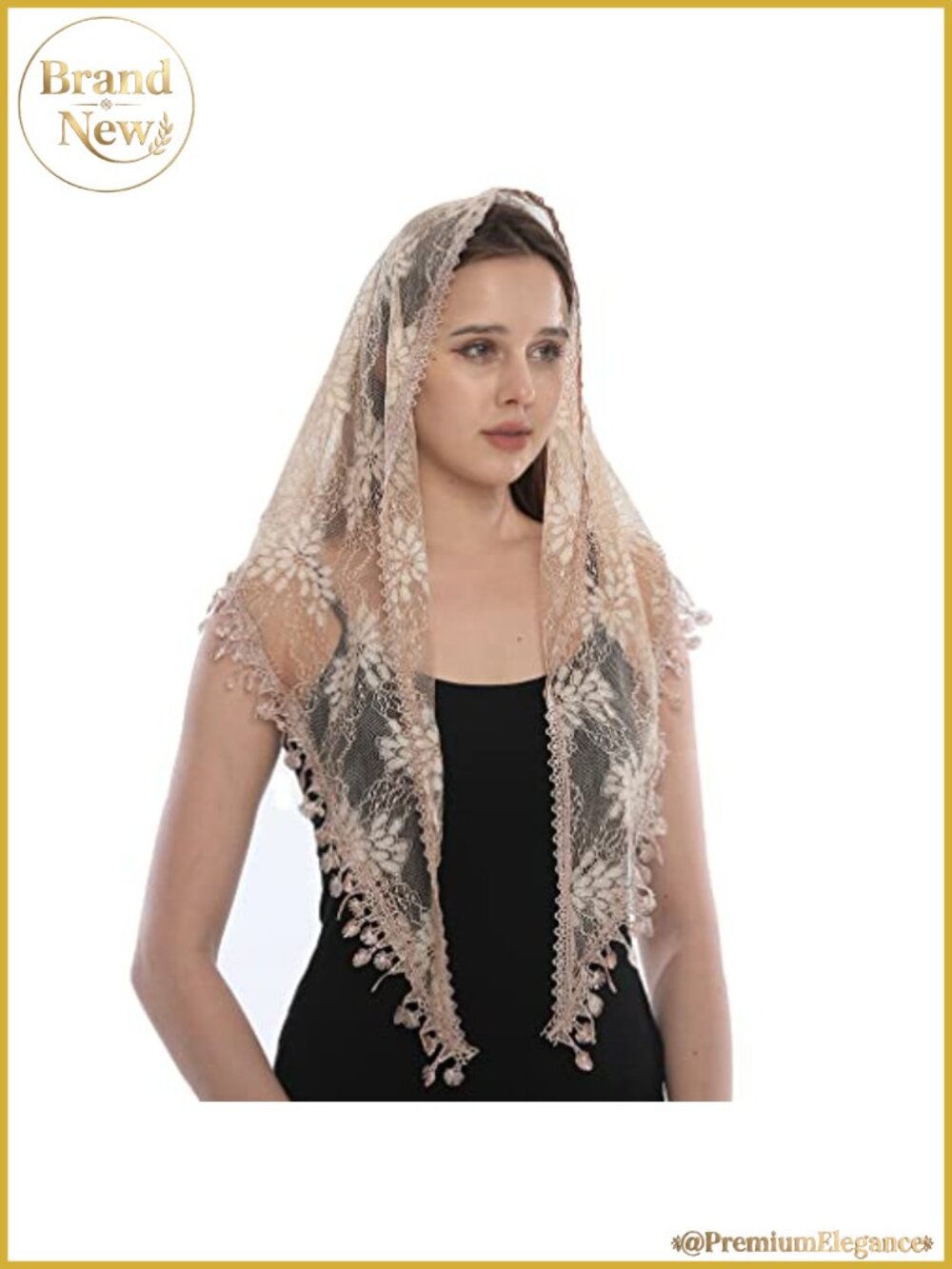 Lace Triangle Mantilla Scarf Veil for Women Bridal Wedding Church Head Covering